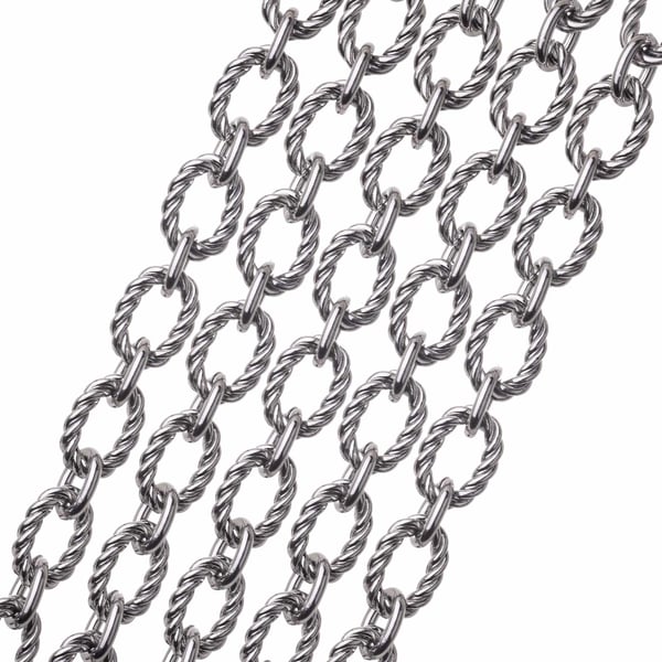 Oval Textured Cable Chain 11x8mm Surgical Stainless Steel (Priced per Foot)