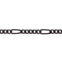 Figaro Long and Short Chain 6x2.5mm Gunmetal Plated (Priced per Foot)