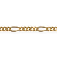 Figaro Long and Short Chain 6x2.5mm Satin Hamilton Gold Plated (Priced per Foot)
