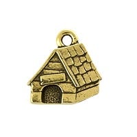 TierraCast Dog House Charm 15mm Antique Gold Plated (1-Pc)
