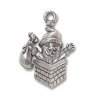 Charm - Santa Chimney 20x16mm Pewter Antique Silver Plated (1-Pc)