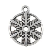TierraCast Snowflake Charm 19x24mm Pewter Antique Silver Plated (1-Pc)