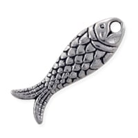 Fish Charm 24x8mm Pewter Antique Silver Plated (1-Pc)