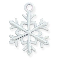 Glitter Snowflake Charm 21x16mm Pewter Hand Painted (1-Pc)
