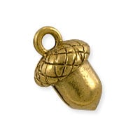 Acorn Charm 15x10mm Pewter Antique Gold Plated (1-Pc)
