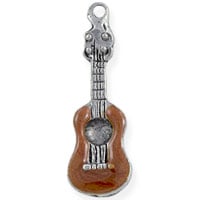 Hand Painted Guitar Charm 25x10mm Pewter (1-Pc)