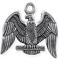 Posed Eagle Patriotic Charm 20x20mm Pewter Antique Silver Plated (1-Pc)