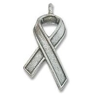 Awareness Ribbon Charm 19x12mm Pewter Antique Silver Plated (1-Pc)