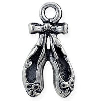 Ballet Slipper Charm 19x10 Pewter Antique Silver Plated (1-Pc)