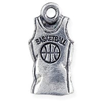Basketball Jersey Charm 17x9mm Pewter Antique Silver Plated (1-Pc)