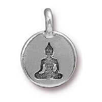 TierraCast Buddha Charm 12x17mm Pewter Antique Silver Plated (1-Pc)