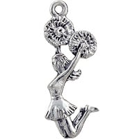 Cheerleading Charm 28x13mm Pewter Antique Silver Plated (1-Pc)