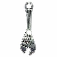 Crescent Wrench Charm 24x8mm Pewter Antique Silver Plated (1-Pc)