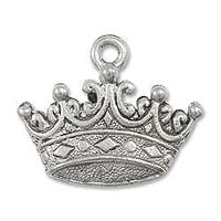 Crown Charm 12x19mm Pewter Antique Silver Plated (1-Pc)