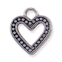 Open Heart Charm 14x13mm Pewter Antique Silver Plated (1-Pc)