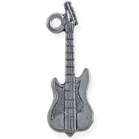 Electric Guitar Charm 26x9mm Pewter Antique Silver Plated (1-Pc)