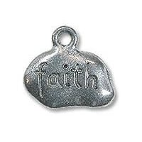 Faith Charm 8x12mm Pewter Antique Silver Plated (1-Pc)