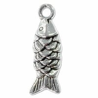 Fish Charm 19x6mm Pewter Antique Silver Plated (1-Pc)