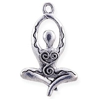 Meditating Goddess Charm 32x19mm Pewter Antique Silver Plated (1-Pc)