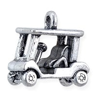 Golf Cart Charm 13x14mm Pewter Antique Silver Plated (1-Pc)