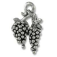 Grape Bunch Charm 17x12mm Pewter Antique Silver Plated (1-Pc)