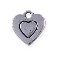 Embossed Heart Charm 11x10mm Pewter Antique Silver Plated (1-Pc)