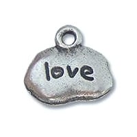 Love Charm 9x13mm Pewter Antique Silver Plated (1-Pc)