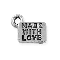 Made with Love Charm 6x9mm Pewter Antique Silver Plated (1-Pc)