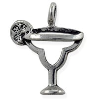 Margarita Glass Charm 18x17mm Pewter Antique Silver Plated (1-Pc)