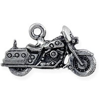 Motorcycle Charm 13x23mm Pewter Antique Silver Plated (1-Pc)