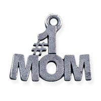 #1 Mom Charm 14x16mm Pewter Antique Silver Plated (1-Pc)