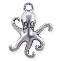 Octopus Charm 20x16mm Pewter Antique Silver Plated (1-Pc)