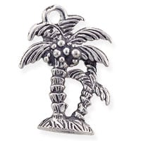 Palm Trees Charm 19x14mm Pewter Antique Silver Plated (1-Pc)