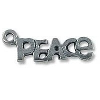 Peace Charm 7x20mm Pewter Antique Silver Plated (1-Pc)