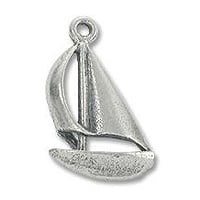 Sailboat Charm 16x12mm Pewter Antique Silver Plated (1-Pc)