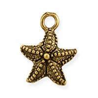 Starfish Charm 16x12mm Pewter Antique Gold Plated (1-Pc)