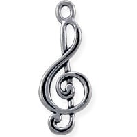Treble Clef Charm 27x11mm Pewter Antique Silver Plated (1-Pc)