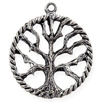 Tree of Life Pendant 25x21mm Pewter Antique Silver Plated (1-Pc)