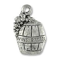 Wine Barrel Charm 11x6mm Pewter Antique Silver Plated (1-Pc)