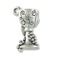 Goblet Charm 15x7mm Pewter Antique Silver Plated (1-Pc)