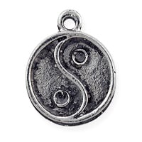 Yin Yang Charm 7x8mm Pewter Antique Silver Plated (1-Pc)