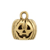 Pumpkin Charm 9x11.5mm Pewter Antique Gold Plated (1-Pc)