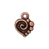 TierraCast Spiral Heart Charm 10x13mm Pewter Antique Copper Plated (1-Pc)