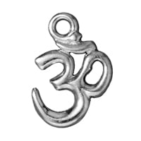 TierraCast Open Om Charm 14x18mm Pewter Bright White Bronze Plated (1-Pc)
