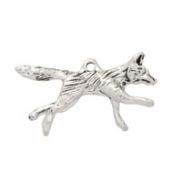 Fox Charm 36x17mm Pewter Antique Silver Plated (1-Pc)