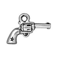 TierraCast Six Shooter Charm 20x14mm Pewter Antique Silver Plated (1-Pc)