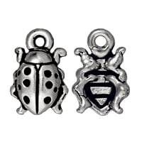 TierraCast Ladybug Charm 9x13mm Pewter Antique Silver Plated (1-Pc)