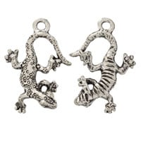 Lizard Charm 15x22mm Pewter Antique Silver Plated (1-Pc)