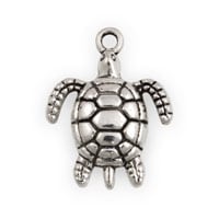 Sea Turtle Charm 19x17mm Pewter Antique Silver Plated (1-Pc)