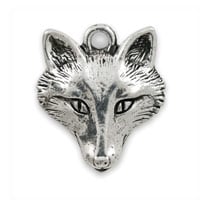 Fox Head Charm 17x15mm Pewter Antique Silver Plated (1-Pc)
